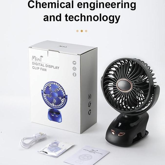 GOOJODOQ 3000MAH KIPAS ANGIN USB CLIP MINI FAN ROTATING KIPAS ANGIN MEJA MINI JEPIT PORTABLE LED DIS