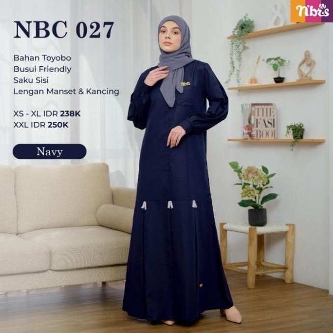 Gamis Nibras Basic Nbc 27 Warna Biru Navy Polos Katun Toyobo Adem Ori Berkualitas
