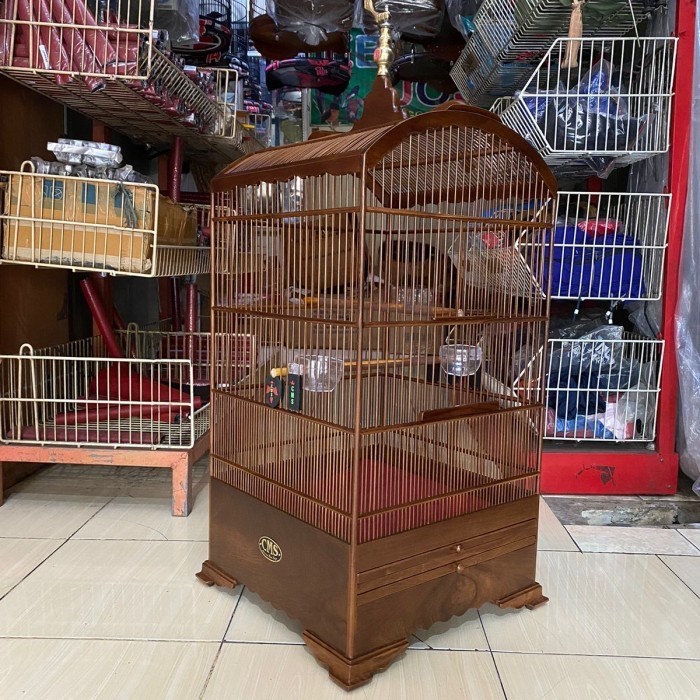 SANGKAR KANDANG BURUNG PENTET KOSAN JATI CMS COKLAT DOF KODE 88