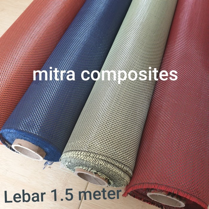 HARGA DISC - serat carbon kevlar hybrid fabric karbon kevlar merah kuning biru oren