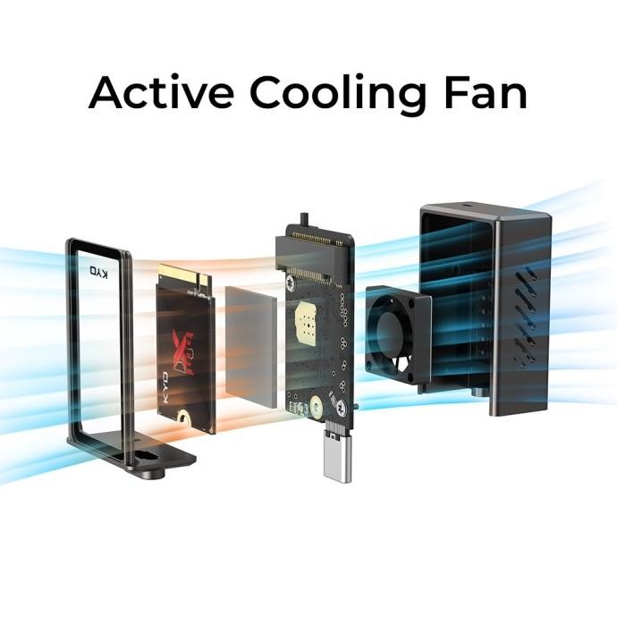 CO KYO Mini X 10Gbps Portable SSD Enclosure With Active Cooling Fan M.2 NVMe 2230 for iPhone Laptop 