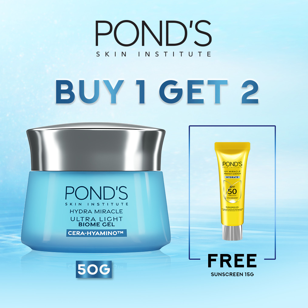 [HARGA SPESIAL] Buy PONDs Ultra Light Biome Gel Hydrating Moisturizer 50gr Free PONDS UV Miracle Hyd