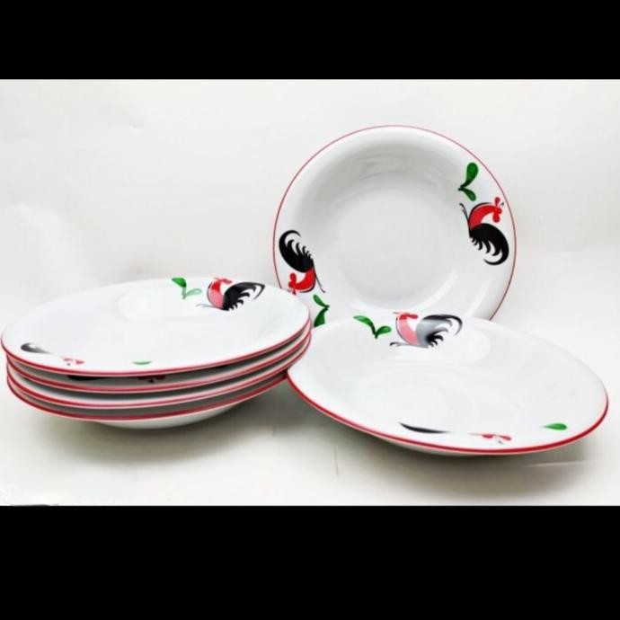 

READY 1SET ISI 6PCS PIRING AYAM JAGO/PIRING MAKAN/PIRING LAUK/PIRING