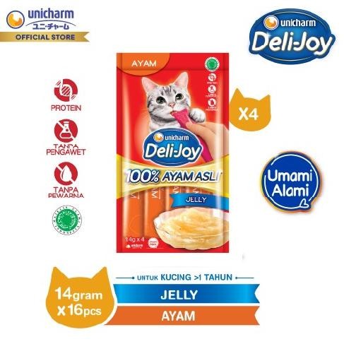 

READY DELI-JOY SNACK KUCING BASAH 14G - JELLY RASA AYAM - 4 PACKS