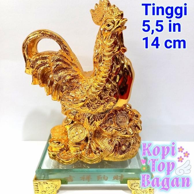 

READY PAJANGAN SHIO ZODIAK AYAM EMAS GENTONG UANG UK 5,5 IN ( 14 CM ) FIBER