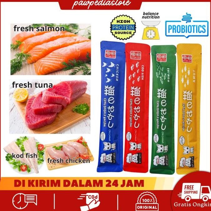 

READY PAWPEDIA - [100PCS] SNACK CAMILAN KUCING NATURAL DISAPIH CAT CREAMY CAT FOOD DO-PETS SNACK KUCING CHEF DODO RECEIPE LIEBAO SNACK CREAMY CAT TREATS MURAH BERKUALITAS SALMON TUNA AYAM @16GR