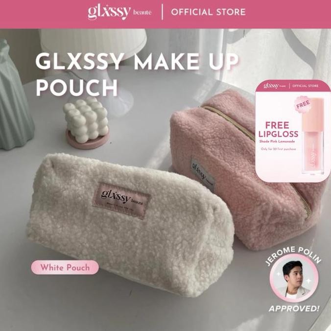 Sale Glxssy Makeup Pouch - White & Pink