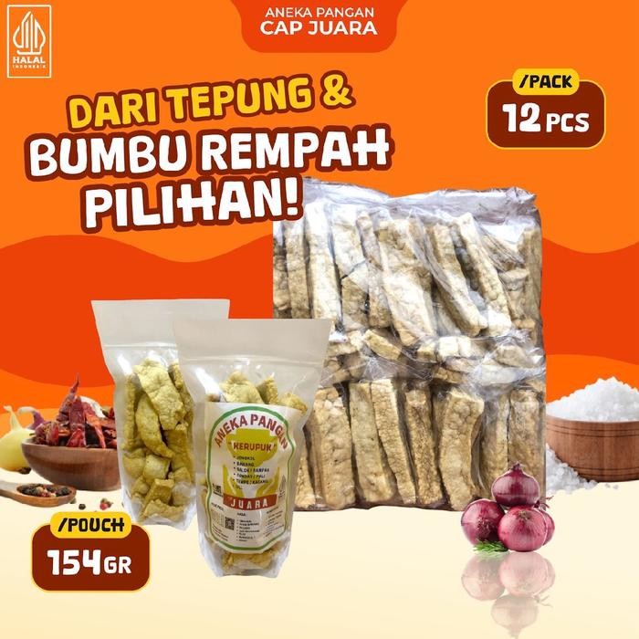 

BERKUALITAS Kerupuk Balok/Rampak Enak, Pedas, Renyah dan Gurih - 1 Pack Isi 12 Pcs - Food, Snack