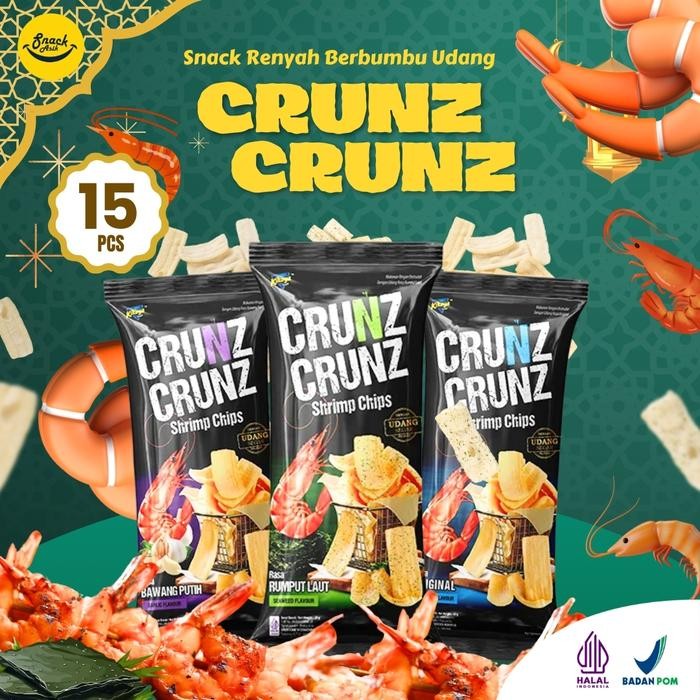 

SALE 15 PCS CRUNZ-CRUNZ 3 Varian Rasa Kerupuk Udang Camilan Viral Keripik Kentang Murah Snack Food