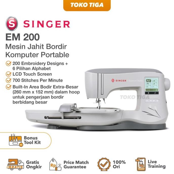 Mesin Jahit Bordir Komputer SINGER EM 200 / EM200 Quantum Stylist