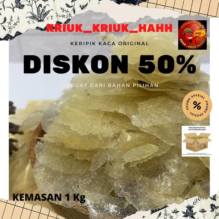 

TERJAMIN Keripik kaca asin 1 kg Pedas Food Kering Singkong Snacks Snack Cemilan Kripik Kripca