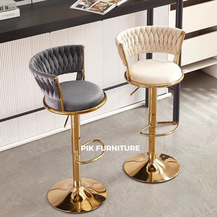 KURSI BAR TINGGI BARSTOOL CAFE KURSI SALON HIDROLIK BANGKU BAR KAKI GOLD EMAS
