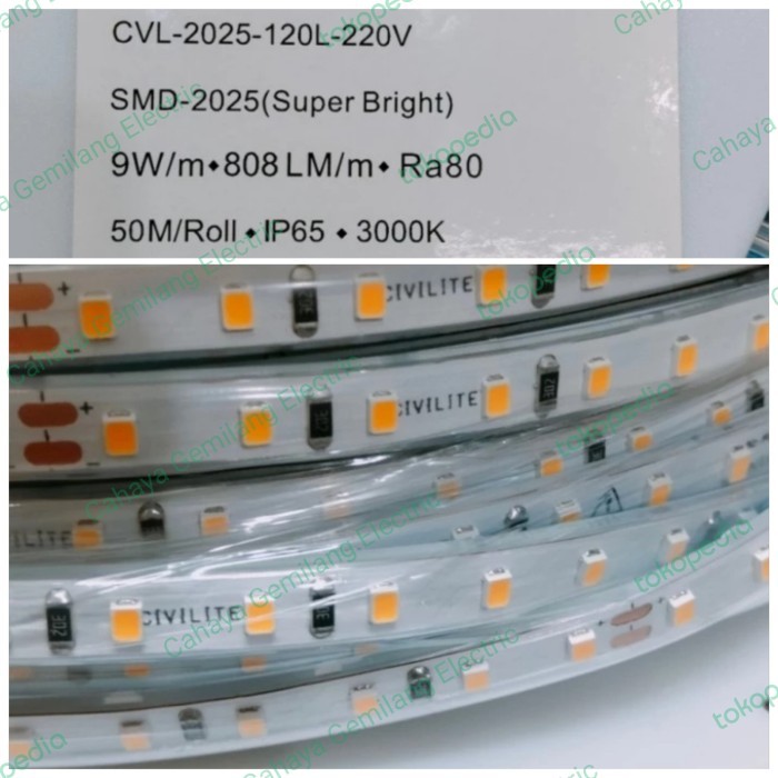 Civilite LED Strip LED SELANG 50m 50Meter 220Volt SMD2025 9watt/meter