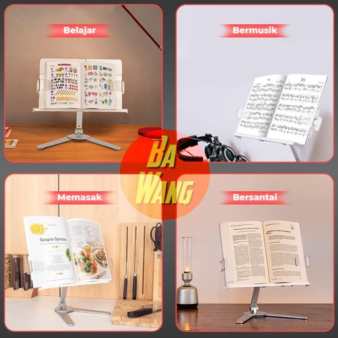 

Book Stand Standing Holder Dudukan Penjepit Sandaran Tatakan Buku Original dan Terpercaya