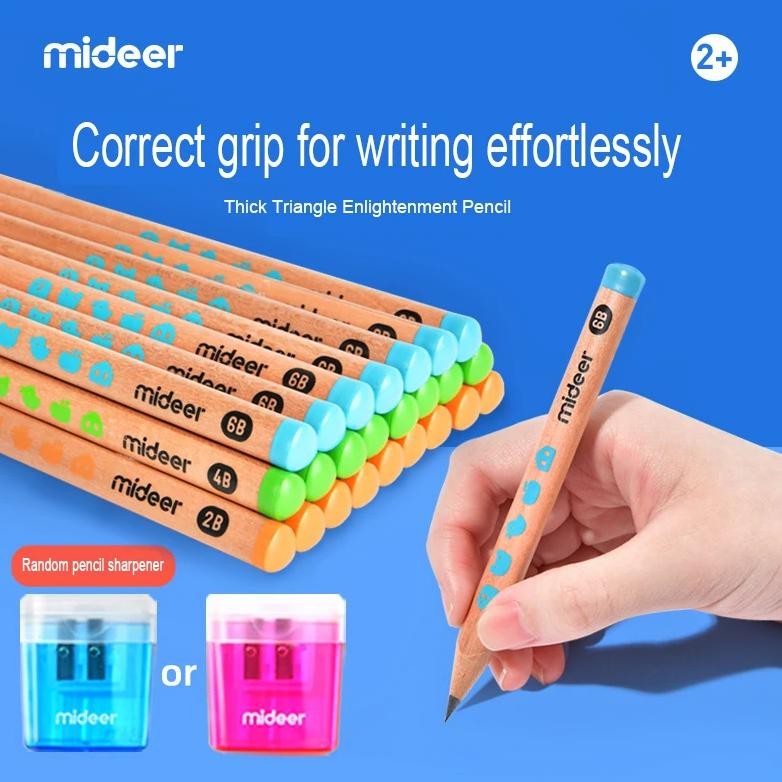

Mideer 2B 4B 6B Thick Triangular Pencils Free Pencil Sharpener Baby Drawing Toys Kindergarten Pupils Enlightenment Kids 2Y+