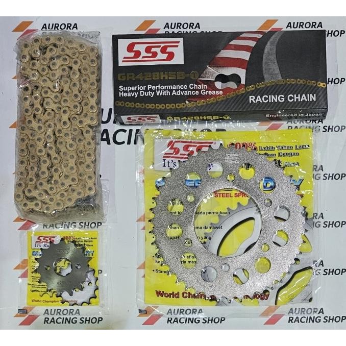 Gear Set SSS 428 MX King - Vixion New + Rantai SSS HSBT