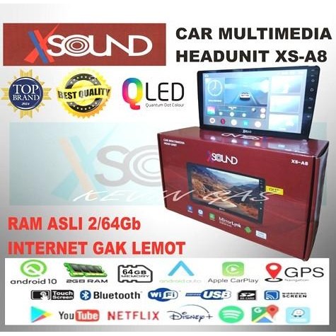 Diskon Head Unit Android 9 Inchi Xsound Xs-A8 Ram 2/64Gb Qled Carplay Android Auto / Headunit Tape M
