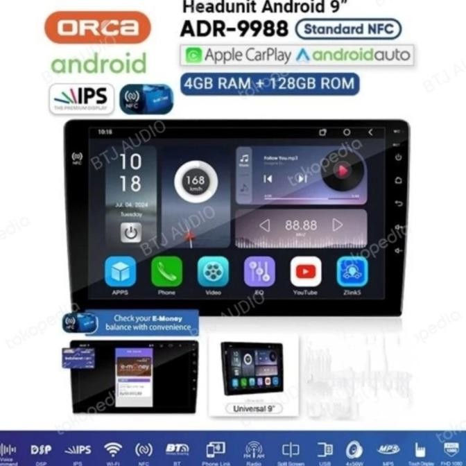 Spesial Head Unit Tape Mobil Double Din Orca Android Adr-1088 Ukuran 10 Inch