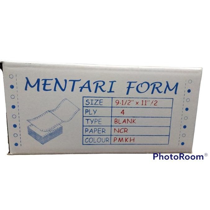 

Kertas Continuous/Continous Form 4 Ply Bagi 2, 4 Rangkap K4/2 Ncr Pmkh
