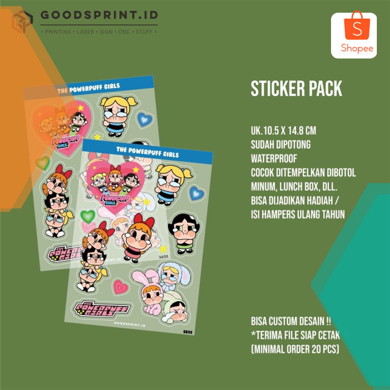 

Terlaris Sticker Pack POWERPUFF GIRLS X CRYBABY Stiker Tumbler Waterproof Sticker Sheets A6 Keren