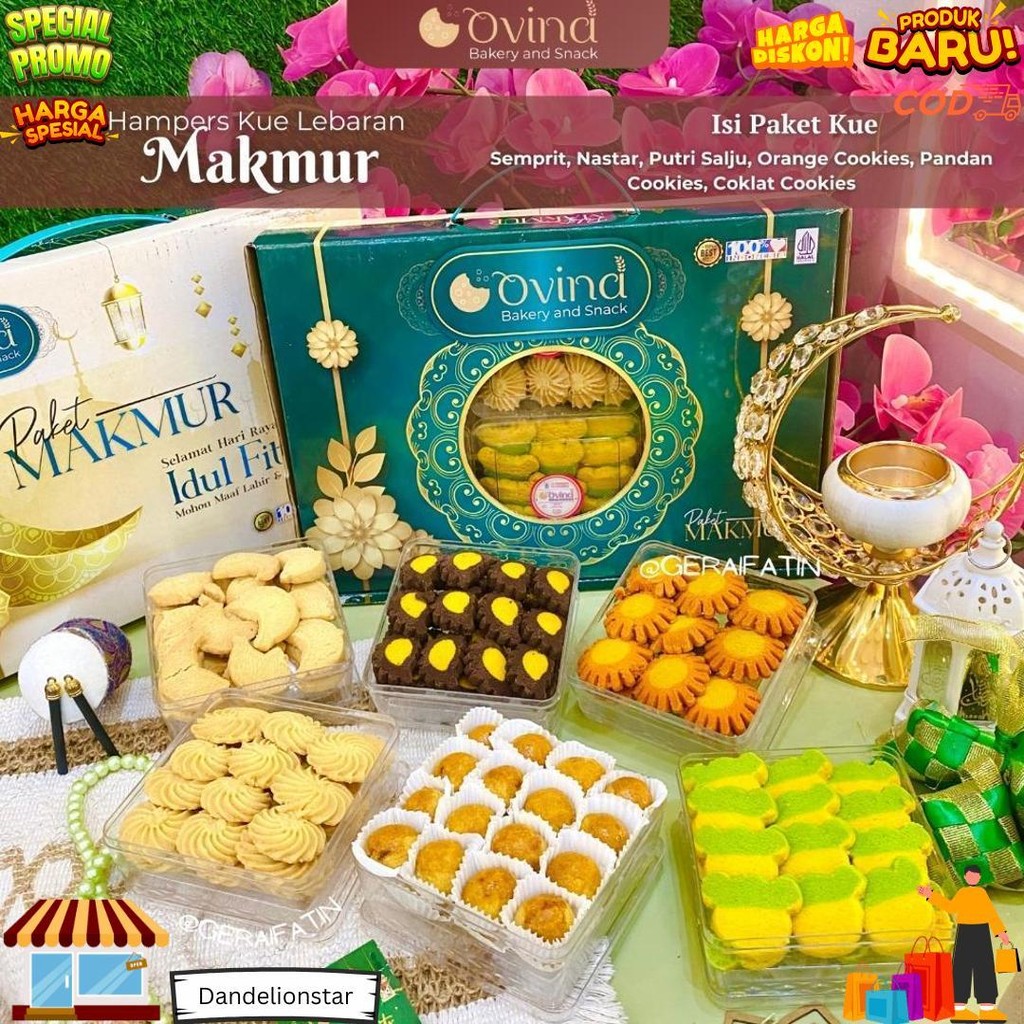 

Geraifatin!!! Paket Kue Lebaran Ovina / Endolita Makmur Isi 6 Toples Kue Kering Dibuat Tahun 2025 D Promo Puncak