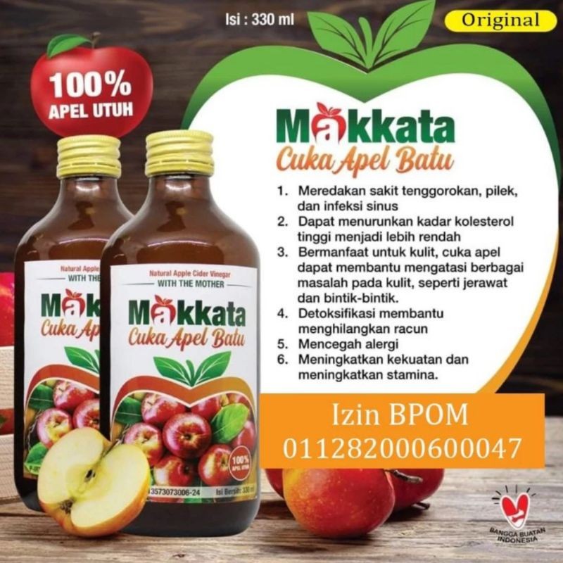 

cuka Apel Batu Malang MAKKATA Organic Aplle Cider Vineger Original Asli 100%