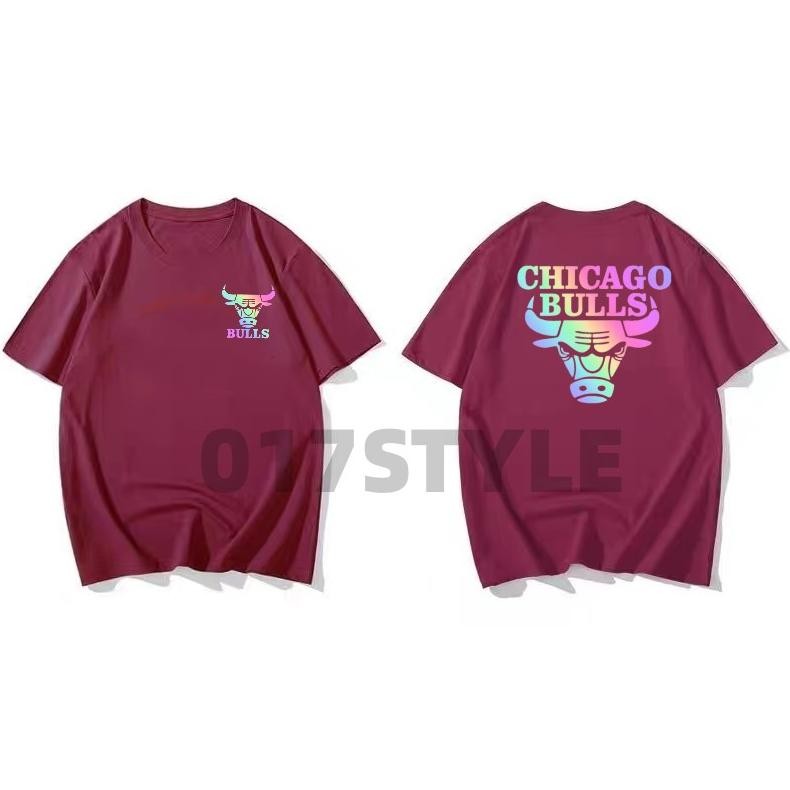 Baju Kaos Anak Reflektive Rainbow Nyala - Kaos Anak Nyala - Tshirt Anak Lengan Pendek Chicago Bulls
