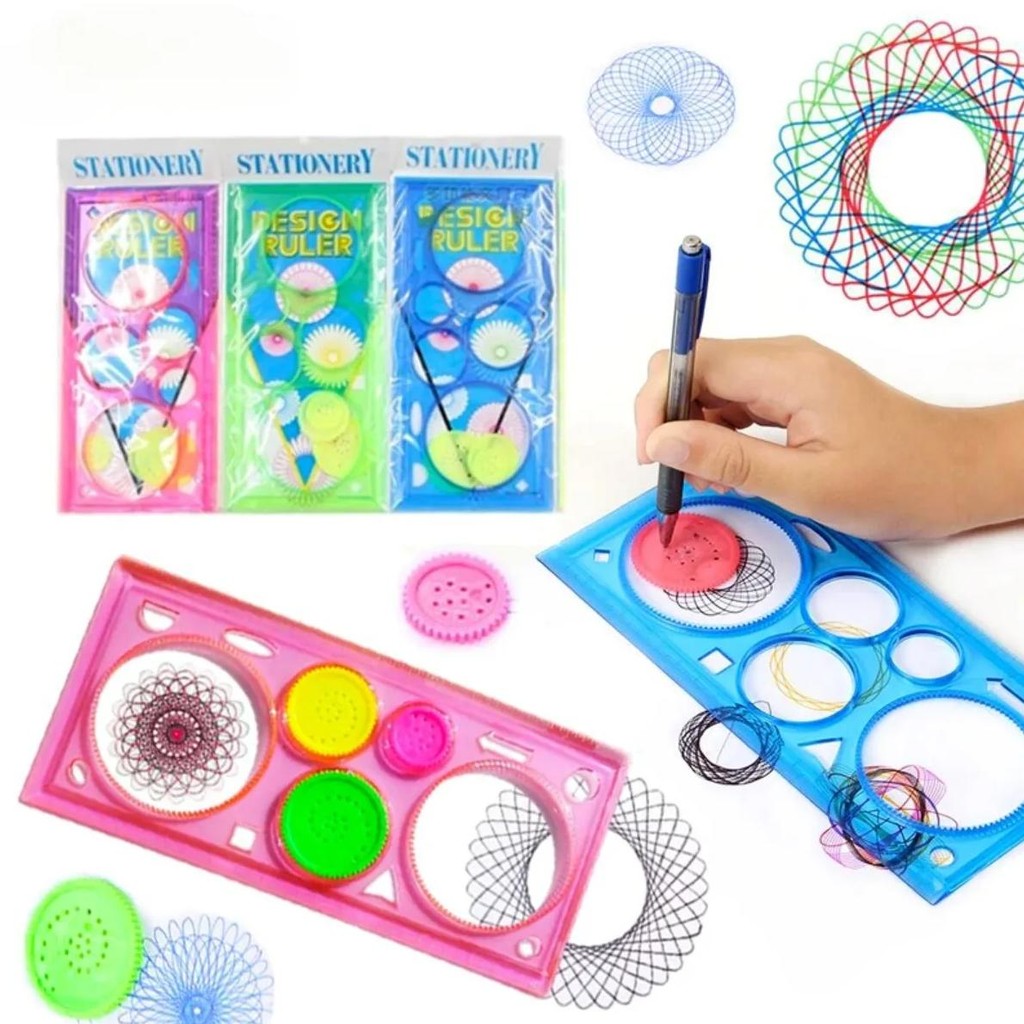 

1pc Painting Multi-function Interesting Puzzle Spirograph Children Drawing Plastic Ruler Can Improve Start Work Ability Kids Toy