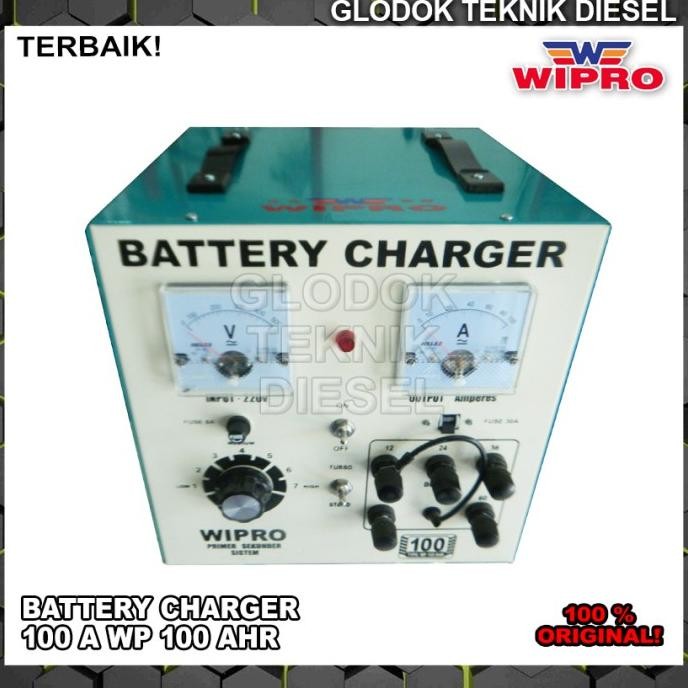 WIPRO Charger Aki Mobil Motor 100 A Battery Charger 100 AHR Cas Aki Original dan Terpercaya