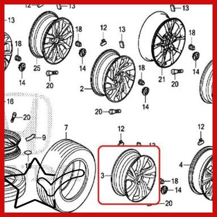 [PJH] VELG RING 17X7 HONDA CIVIC TURBO 2016-2019 ORIGINAL