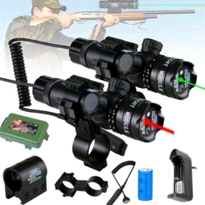 Termurah.. *Cod* Laser Senapan Nyala Hijau Dan Merah - Scope Siang Malam Fullset - Laser Scope Point
