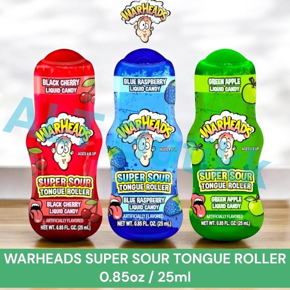 

WARHEADS SUPER SOUR TONGUE ROLLER LIQUID CANDY 25 ML PERMEN ASAM WARHEAD