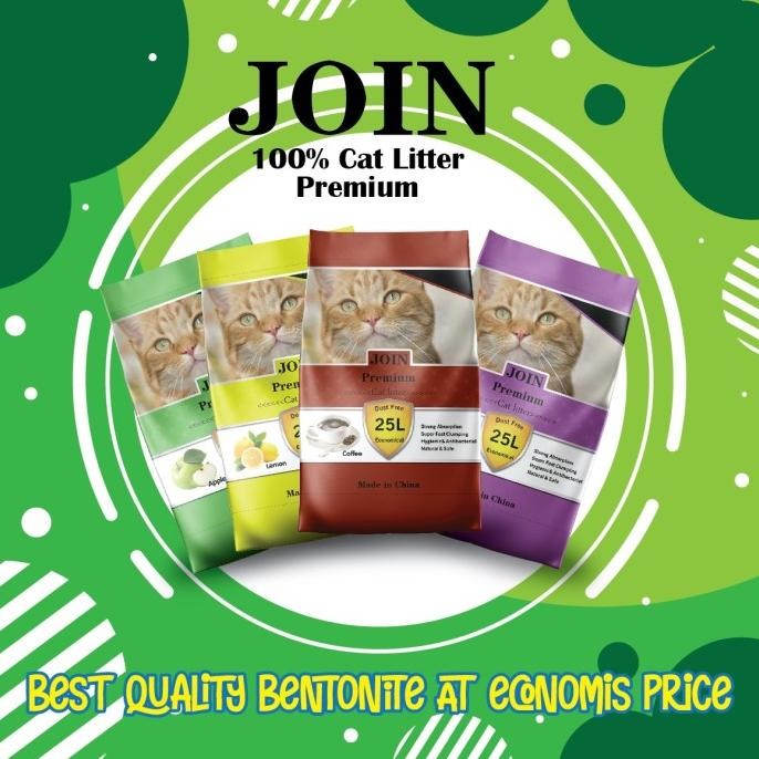 

Produk Baru!! pasir kucing wangi join 25 litter - join lemon 25 litter bentonite