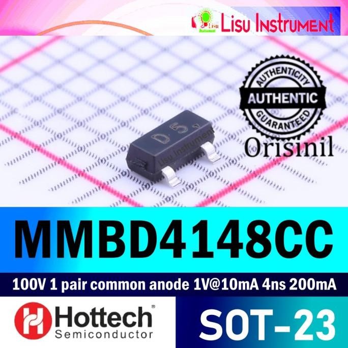 Baru (10) MMBD4148CC 100V 1 pair common anode 1V 10mA 4ns 200mA SOT-23 Switching Diodes Original Hot