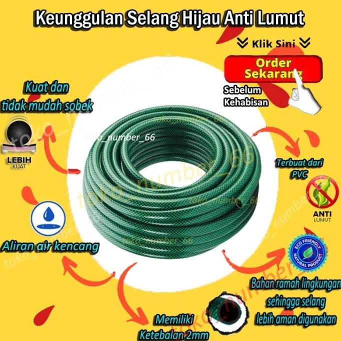 SELANG AIR TAMAN BENANG HIJAU ANTI LUMUT 50 METER
