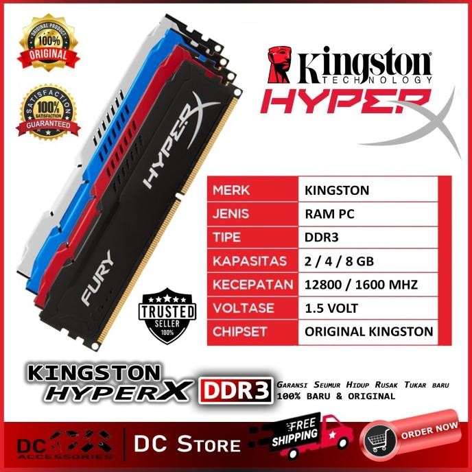 CO RAM KINGSTON HYPERX FURY GAMING DDR3 8GB 1600MHz PC 12800 DDR3 8G