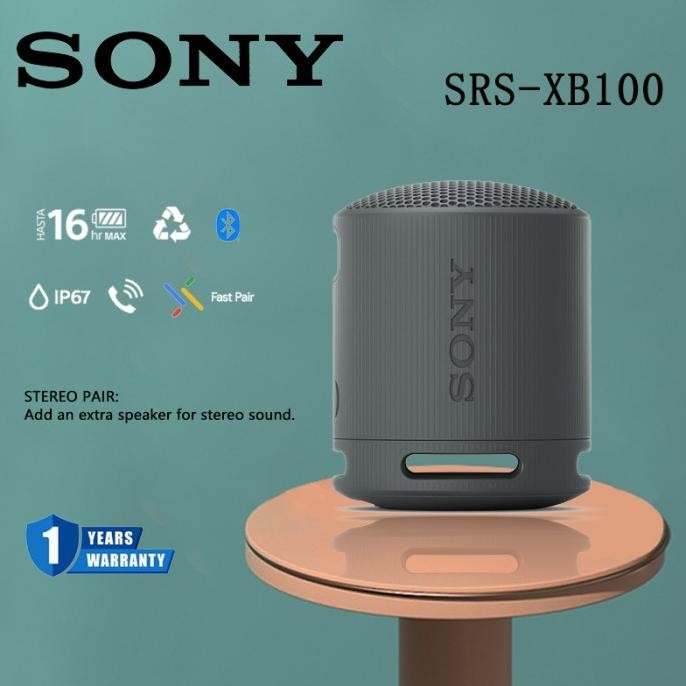 CO Speaker Sony SRS-XB100 Portable Wireless Speaker Bluetooth Extra Super Bass Battery Up to 16h And