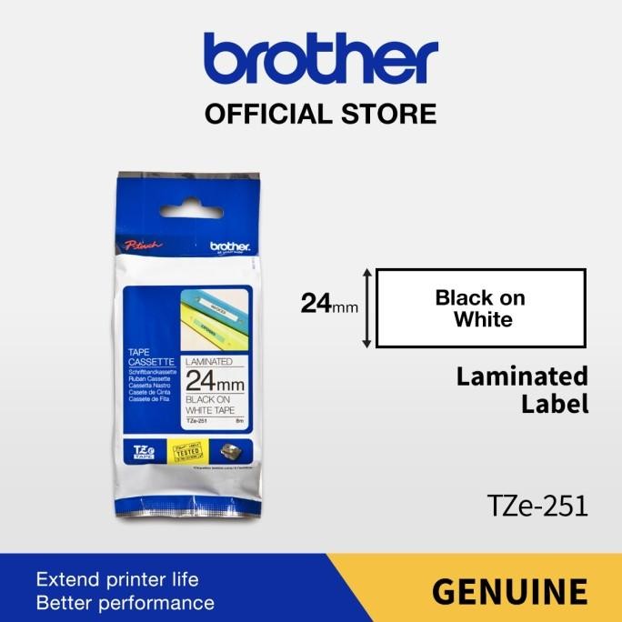

CO Brother Label Tape TZE-251 24mm Black On White TZe251 TZe 251 Label