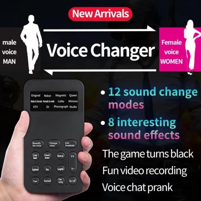CO Voice Changer Portable 12 Sound Mode Alat Perubah Suara Pria Wanita