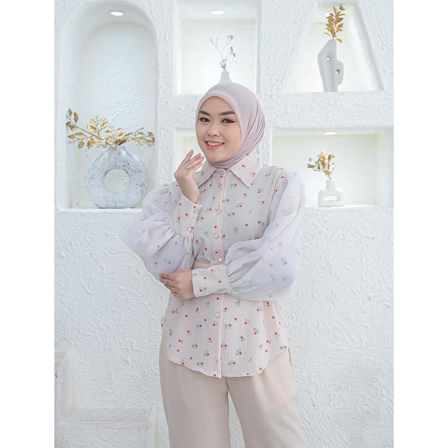 SALE ONE SET MODEL YOLLA SIMPLE ELEGANT STYLE BAHAN CRINKLE QUEEN SUPER PREMIUM MOTIF BUNGA AIRFLOW 
