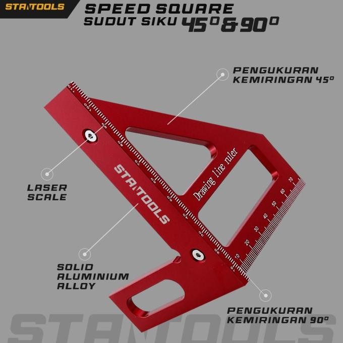 

Speed Square - Penggaris Sudut Siku Segitiga - 2 sisi - Penggaris Multi angle 90 derajat TM