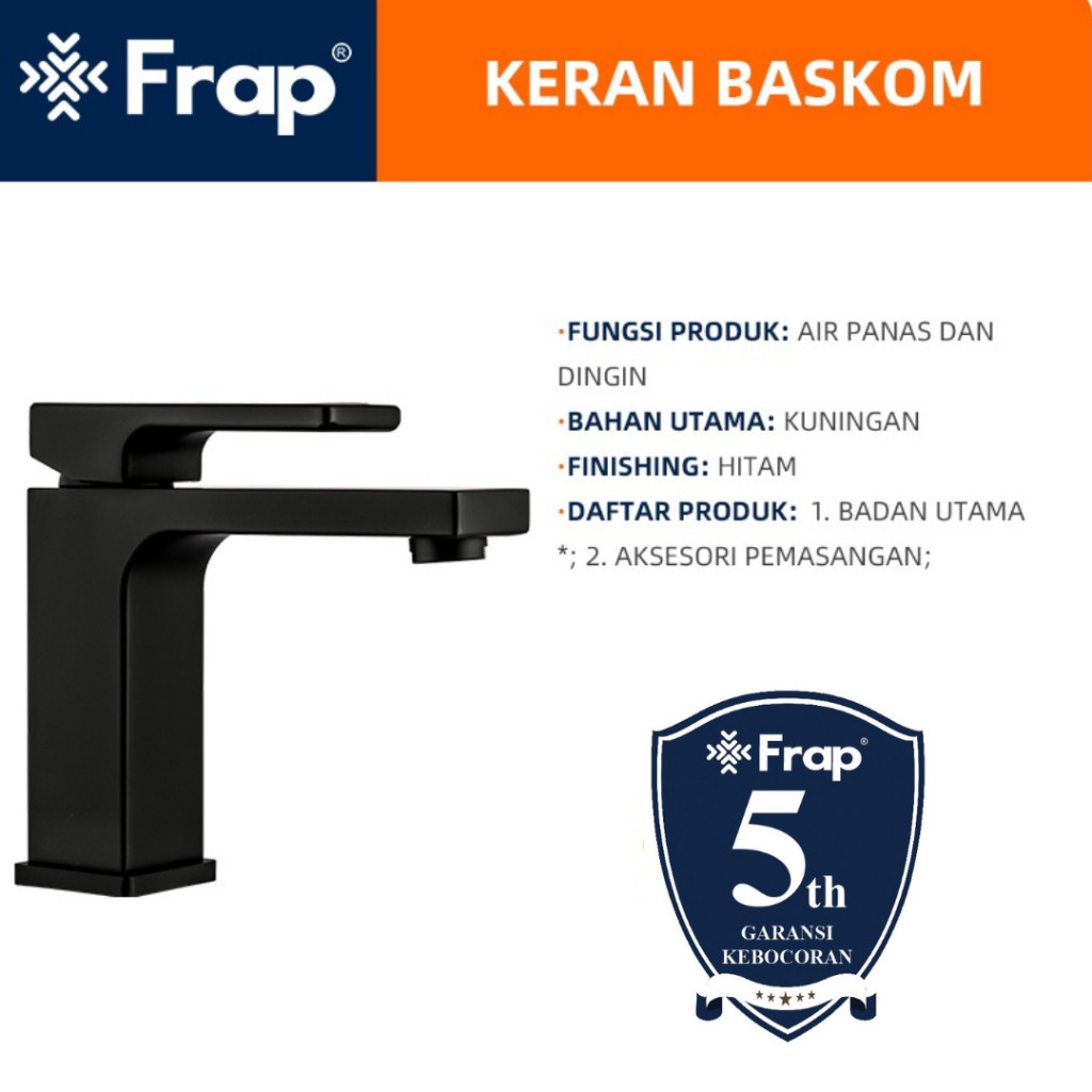 FRAP IF1001-6 Kran Wastafel Keran Air Panas Dingin Warna Hitam Kuningan