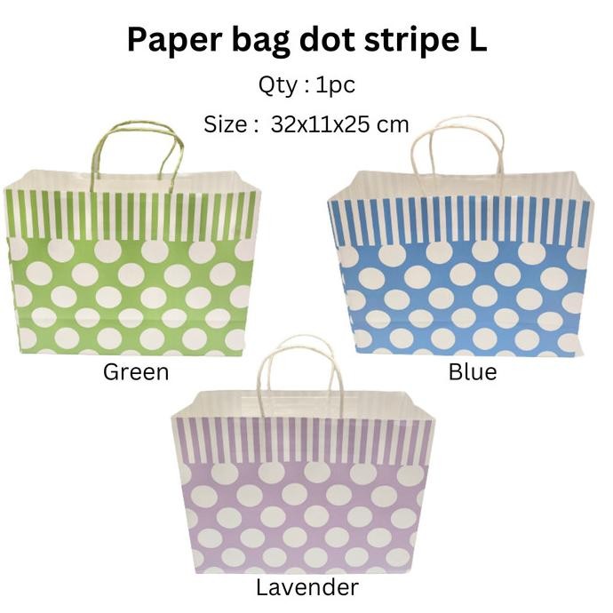 

$$$$] Paper Bag / kantong belanja / tas kertas / shopping bag - Dot Stripe L