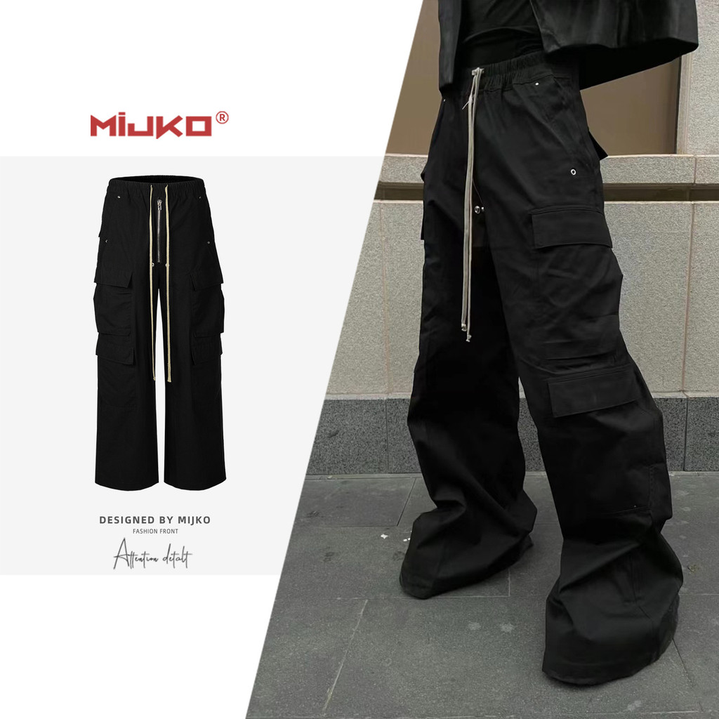 MIJKO RICK Wind GethBela Wide Leg Cargo Pants Functional Unisex Casual Long Pants