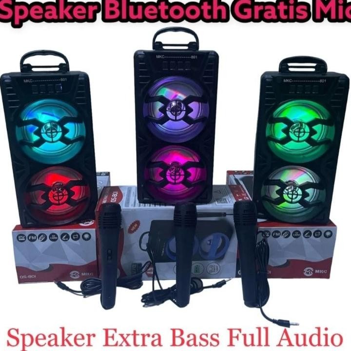 Speaker Bluetooth Bonus Mic Karaoke/Salon Aktif Portable Super Bass Wireless Speker Usb Led