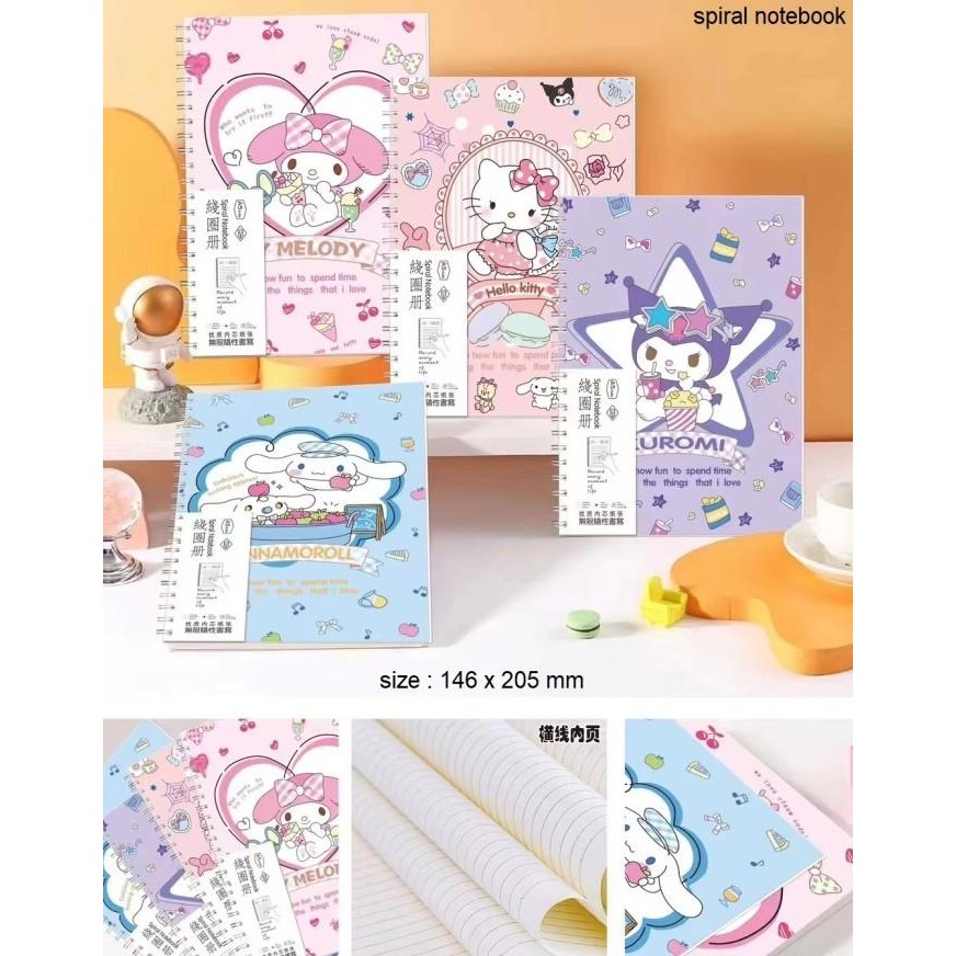 

*#*#*#*#] Notebook sanrio A5 buku tulis diary melody kuromi cinnamoroll
