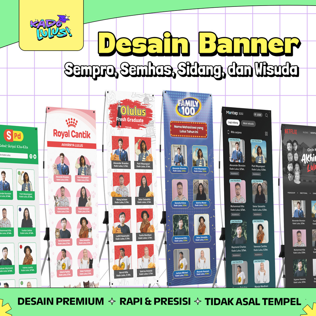 KADO LULUS Banner Spanduk Sidang Skripsi Wisuda Sempro Semhas Desain Unik Lucu #20