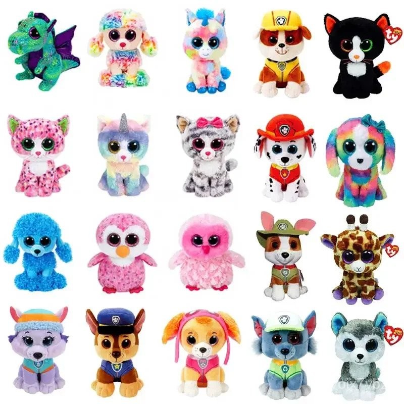 15CM TY Beanie Mata Besar Plh Hewan Boneka Kucing unicorn Rubah Anjing Rusa dinosaurus burung hantu 