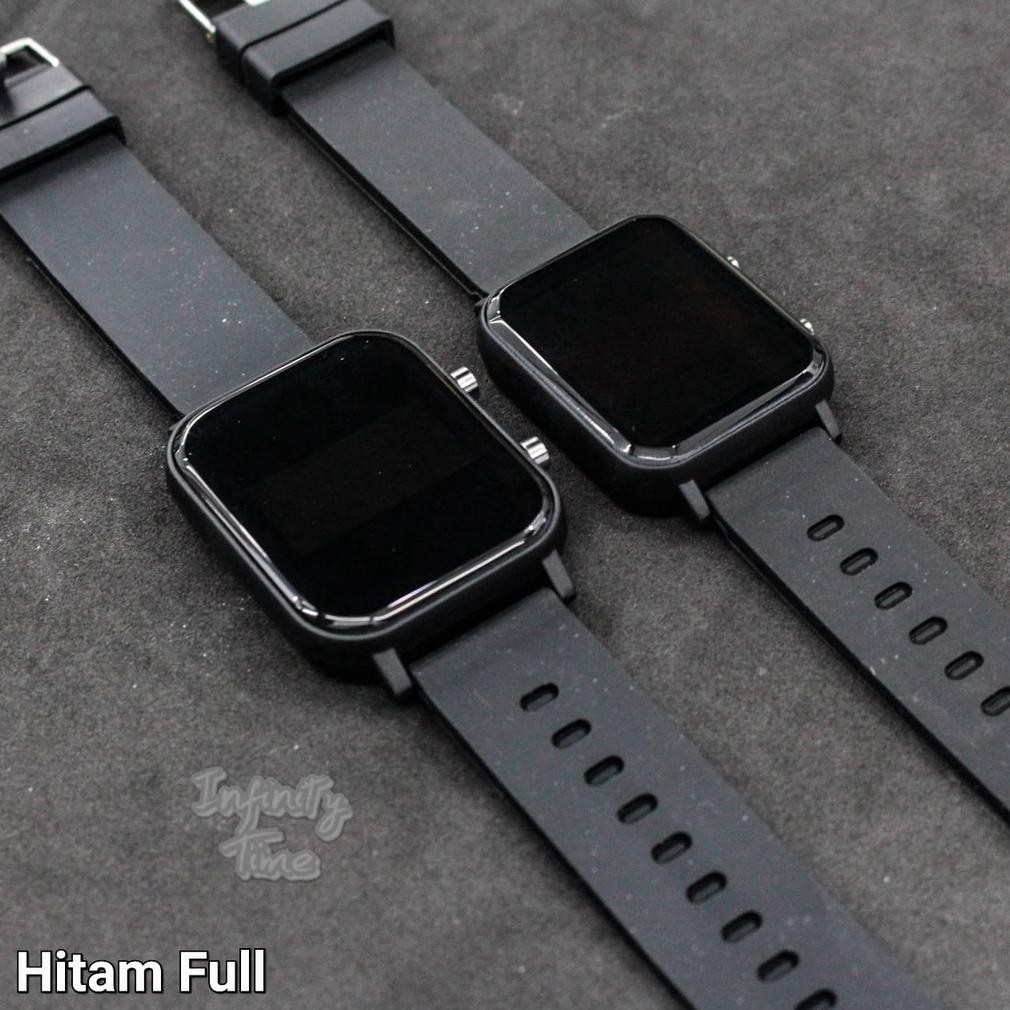 ORIGINAL Jam Tangan LED Watch JS3397 Kotak Cowok Cewek Couple Digital Strap Rubber CQ37