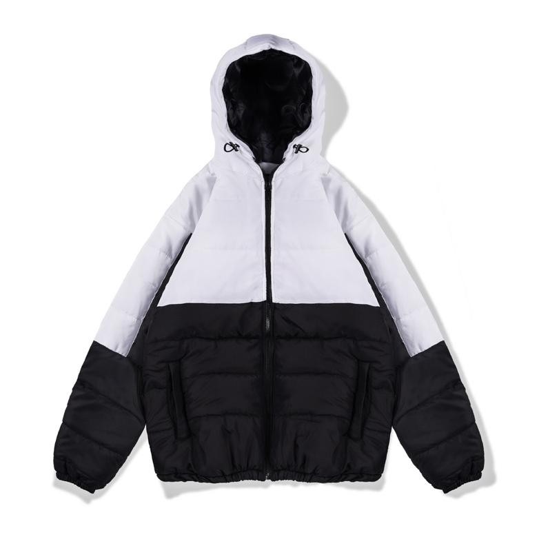 VIRAL Jaket Puffer Hoodie Kombinasi Motif Distro TNA iT-93